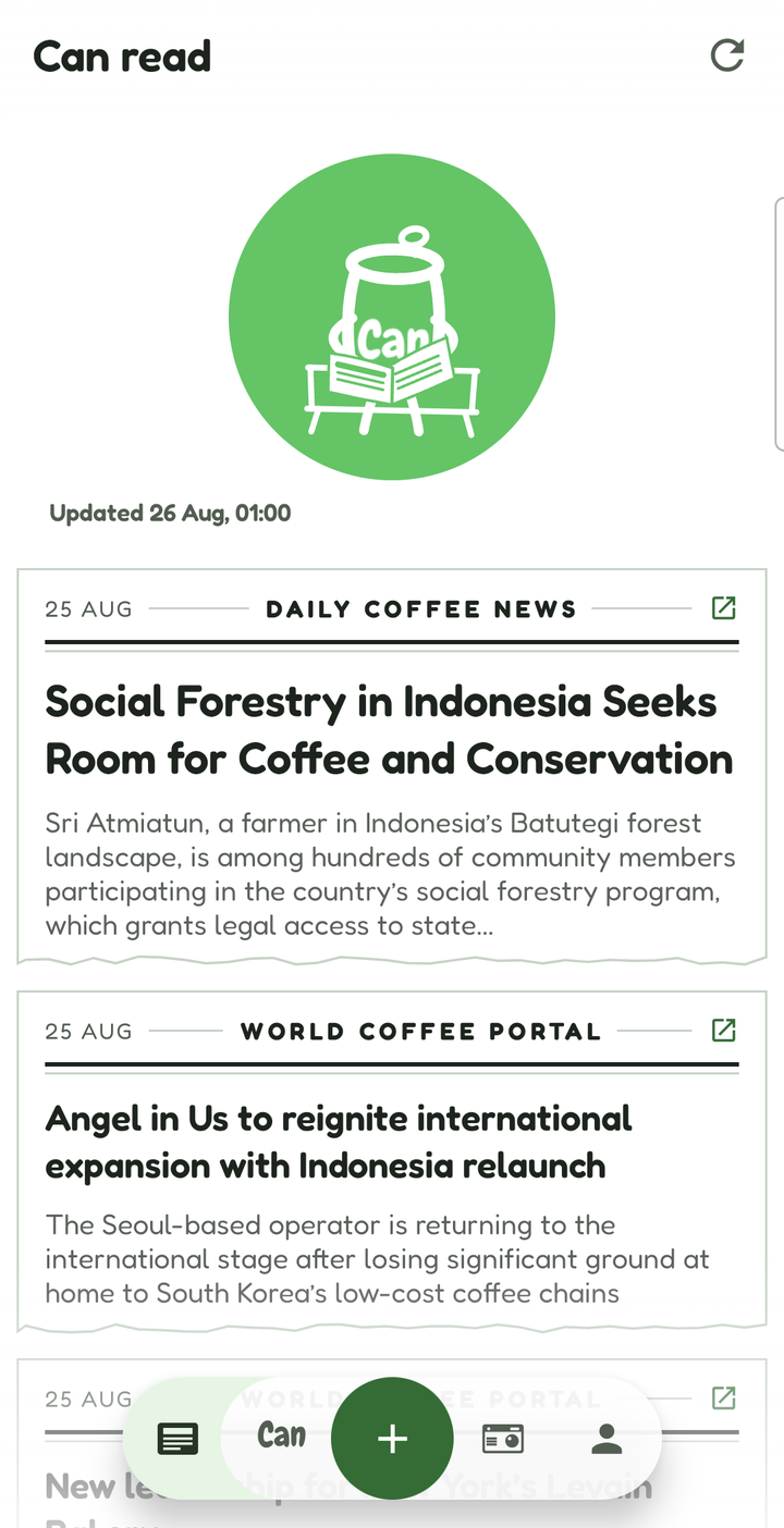 Can read, showing news headlines set as newspaper sheets
